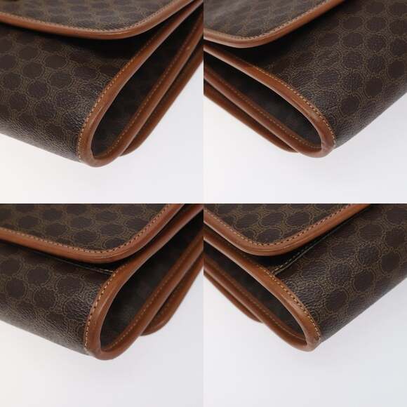 CELINE Macadam Canvas Shoulder Bag Pvc Leather Brown Gold - Picture 10 of 13